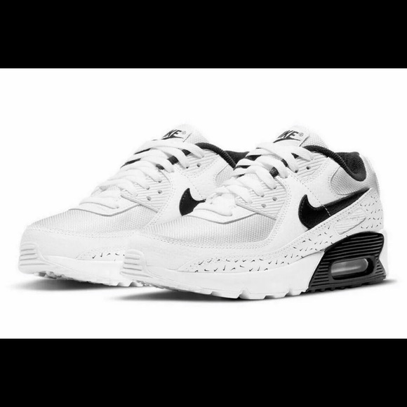 Nike Air Max 90 Swooshfetti White/Black DC9198-100 GS Sizes.